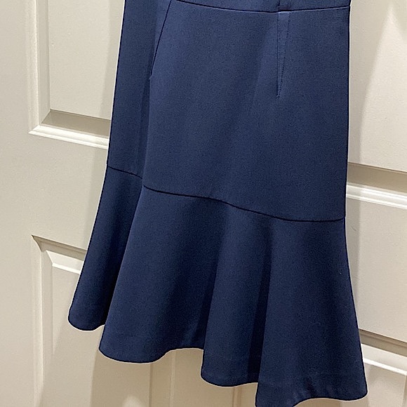 Banana Republic Petite Dark Navy Fit & Flare Short Sleeve Flounce Dress Size 0 - Picture 6 of 11